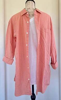 J.Crew Article 365 Orange Checkered Broken-In Button Down Shirt Size Large